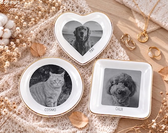 Personalisierte Schmuckschale für Haustiere mit Foto, personalisierte Hunde-Gesichtsringschale, Katzen-Schmuckschale als Erinnerungsstück