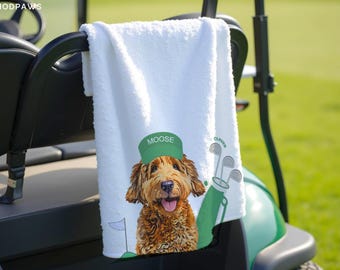 Custom Pet Golf Towel Using Pet Photo + Pet Name Personalized Dog Golf Towels Custom Cat Golf Towels Personalised Dog Towel Custom Cat Towel