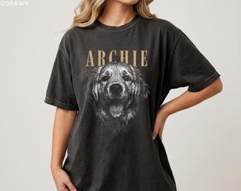 Custom Pet Sketch Portrait Shirt Personalized Dog Photo Tee Unique Cat Lover Memorial Gift