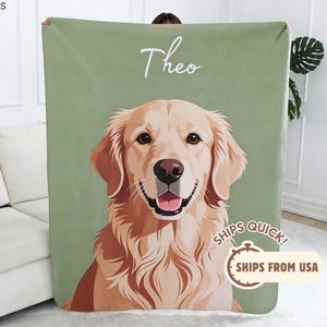 Custom Pet Blanket Using Pet Photo + Name Custom Dog Portrait Blanket Personalized Dog Blankets Cat Picture Blanket Pet Photo Dog Dad Gift