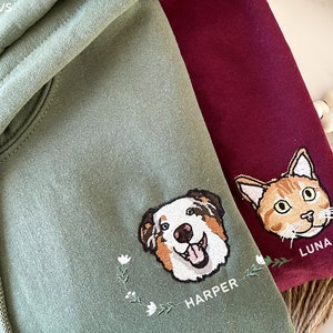 Sweat à capuche brodé personnalisé pour animal de compagnie avec photo de l'animal de compagnie + nom Sweat à capuche personnalisé pour chien Sweat à capuche personnalisé pour chien Sweat à capuche personnalisé pour animal de compagnie
