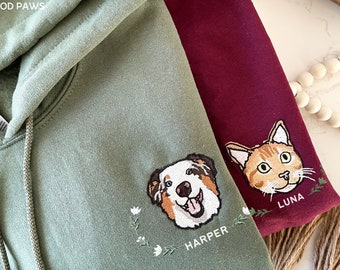 Custom EMBROIDERED Pet Hoodie Using Pet Photo + Name Custom Dog Hoodie Personalized Dog Hoody Custom Dog Custom Pet Hooded