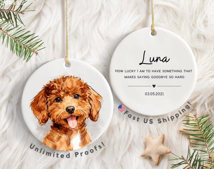 Personalized Pet Watercolor Ornament Using Pet's Photo + Name - Custom Ornament Christmas Dog Ornament Personalized Dog Ornament Custom Dog