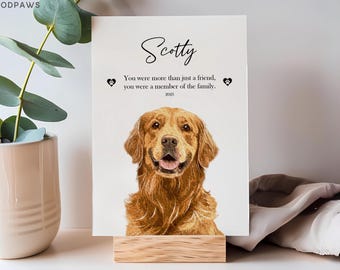 Custom Watercolor Pet Memorial Plaque Using Pet Photo Personalized Pet Loss Sympathy Gift Pet Memorial Gift Custom Portrait Pet Remembrance