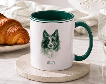 Custom Pet Portrait Classic Mug Personalized Dog Mom Cat Dad Name Ceramic Coffee Cup