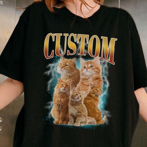 Custom Comfort Colors Vintage Pet Shirt Pet Photo + Name Custom Dog Shirt Personalized Shirt Custom T Shirts for Humans Cat Shirt 90&#39;s Tee