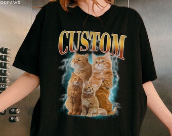 Colores cómodos personalizados Camisa de mascota vintage Foto de mascota + Nombre Camisa de perro personalizada Camisa personalizada Camisetas personalizadas para humanos Camisa de gato Camiseta de los años 90