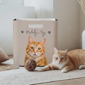 Custom Pet Toy Box Using Pet Photo Personalized Toy Box for Dog Toys Personalized Cat Toy Basket Custom Dog Toy Bin Cat Toy Storage Basket image 3
