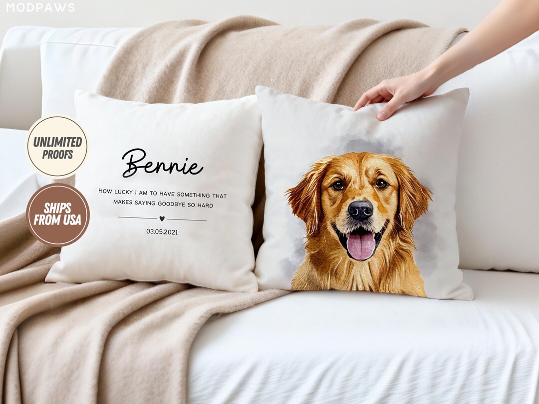 Custom Dog Memorial Pillow Using Pet Photo + Name Custom Cat Pet Pillow ...