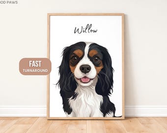 Custom Pet Portrait Illustration Using Pet Photo Personalized Dog Art Portraits Cat Portraits Custom Pet Art Drawing Pet Loss Gift