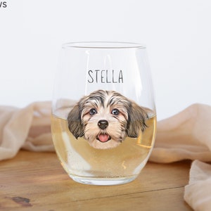 Custom Wine Glasses Using Pet Photo Name Custom Cat Red Wine Glasses Personalized Dog Wine Stemless Glass Custom Pet White Wine Glass image 1