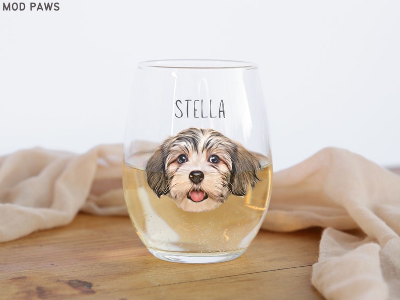 Custom Wine Glasses Using Pet Photo Name Custom Cat Red Wine Glasses Personalized Dog Wine Stemless Glass Custom Pet White Wine Glass image 1