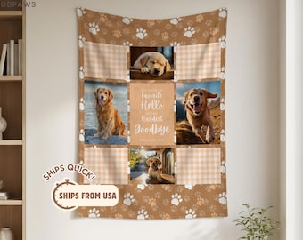 Custom Pet Memorial Photo Blanket Personalized Dog Remembrance Gift Loss of Pet Sympathy Collage Throw