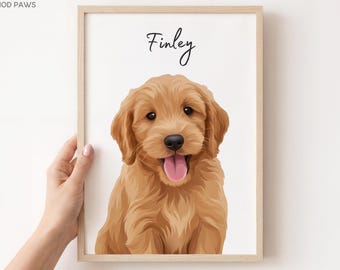Pet Portrait from Photo, Hand-illustrated Custom Portrait, Personalized Dog Wall Art, Pet Memorial Gift, Custom Cat Portrait, Pet Loss Gift