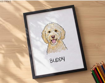 Custom Scribble Watercolor Dog Portraits | Personalized Puppy Memorial Art Gift Painting Printable