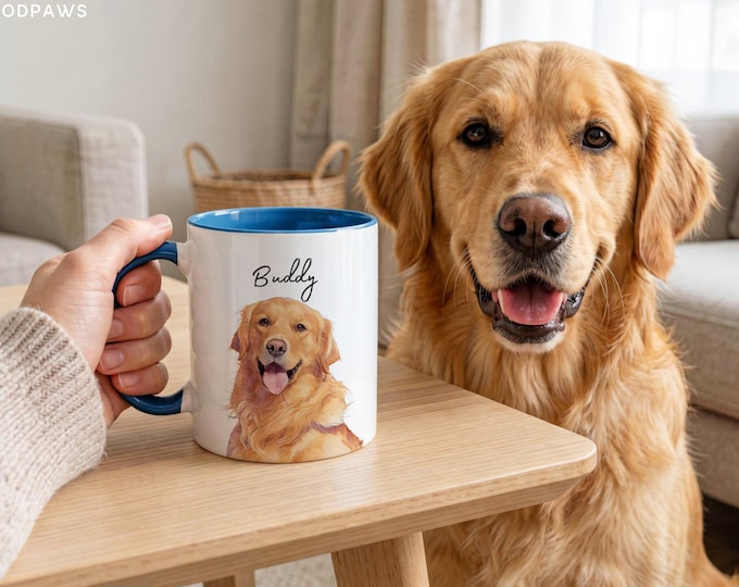 Custom Pet Photo Mug with Name Personalized Cat Cup Keepsake Gift New Dog Owners