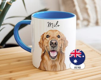 Custom Watercolor Pet Mug from Photo Personalized Dog Cat Coffee Cup Gift