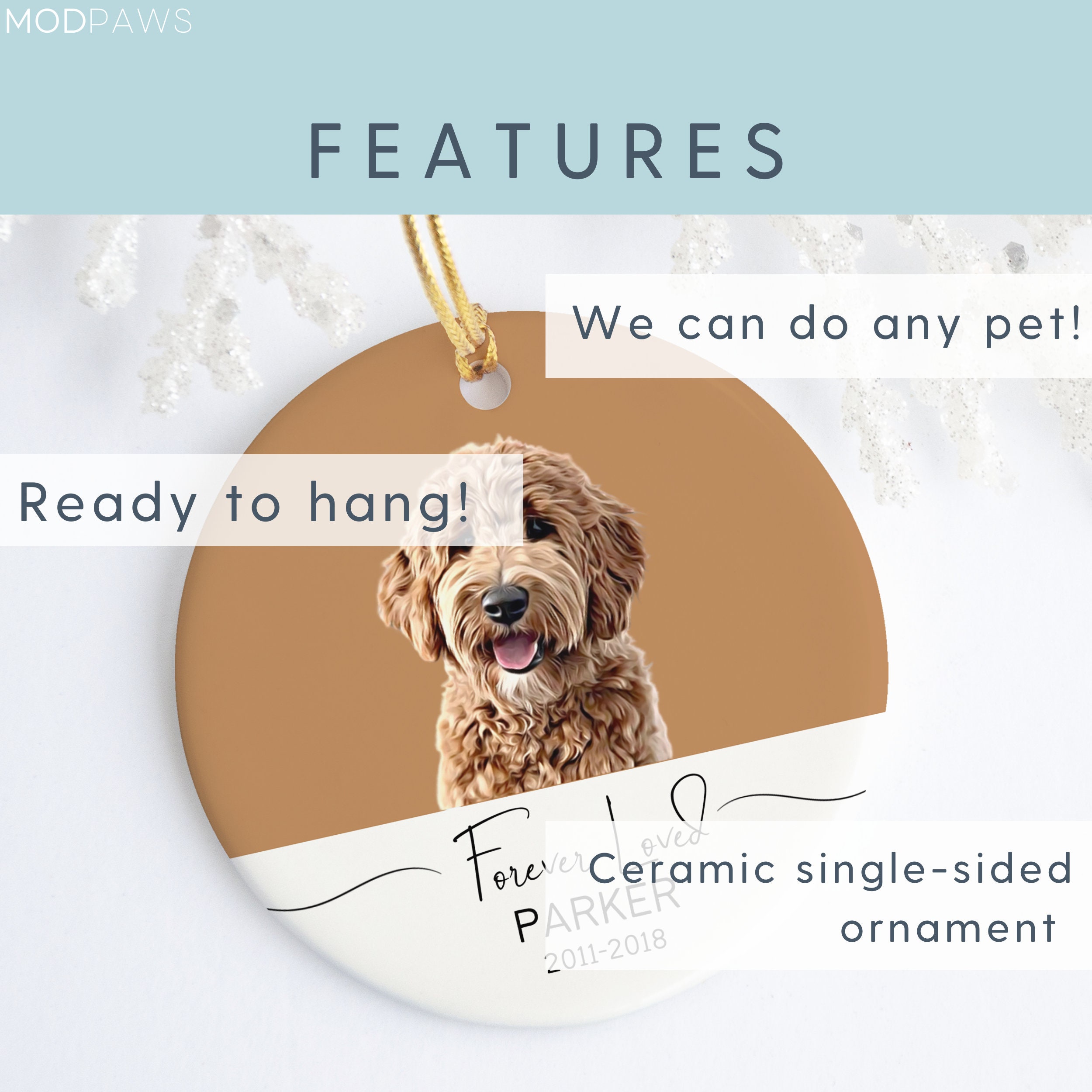 Personalized Pet Memorial Watercolor Ornament Using Pet's Photo + Name ...