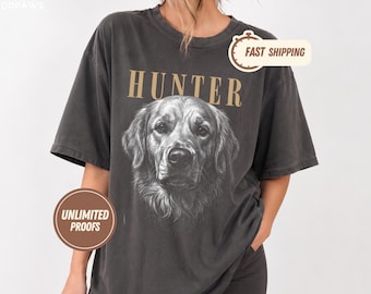 Custom Pet Sketch Portrait Shirt Personalized Dog Memorial Gift Unique Cat Lover Photo Tee Pet Loss Keepsake
