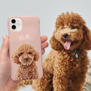 Custom Pet Phone Case Using Pet Photo Name Custom Dog Phone Case Custom Cat Phone Case Personalized Phone Case Drawing Dog Memorial Gift image 1