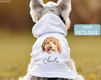 Custom Pet Hoodie Using Pet Photo + Name Personalized Dog Sweater Custom Pet Clothes Puppy Outfits Cat Sweatshirts Small & Big Gear Apparel