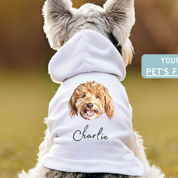 Custom Pet Hoodie Using Pet Photo + Name Personalized Dog Sweater Custom Pet Clothes Puppy Outfits Cat Sweatshirts Small & Big Gear Apparel