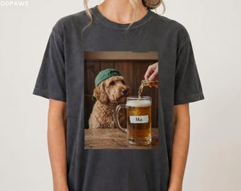 Custom Pet Portrait Drinking Beer Shirt Funny Cat Meme Graphic Tee Dog Dad Gift