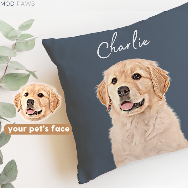 Almohada personalizada para mascotas con foto de mascota + nombre, almohada personalizada para perros y gatos, fundas de almohadas para gatos personalizadas, almohada con imagen de gato, almohada con imagen de mascota