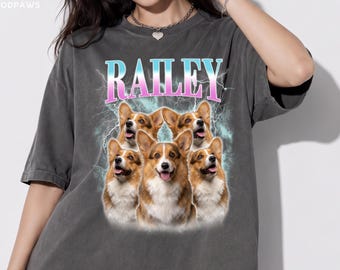 Custom Comfort Colors Vintage Bootleg Cat Shirt Personalized Cat Photo Name Portrait Graphic Tee New Launch Sale