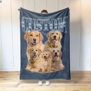 Benutzerdefinierte Haustierdecke mit Haustierfoto + Name, benutzerdefinierte Hundedecke, personalisierte Hundedecken, Katzenbilddecke, Haustierfotodecke, Geschenk für Hundevater