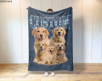 Aangepaste huisdierdeken met behulp van huisdierfoto + naam Aangepaste hondendeken Gepersonaliseerde hondendekens Kat fotodeken Huisdier fotodeken Hond Papa Cadeau