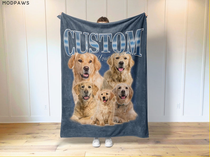 Custom Pet Blanket Using Pet Photo Name Custom Dog Blanket Personalized Dog Blankets Cat Picture Blanket Pet Photo Blanket Dog Dad Gift zdjęcie 1