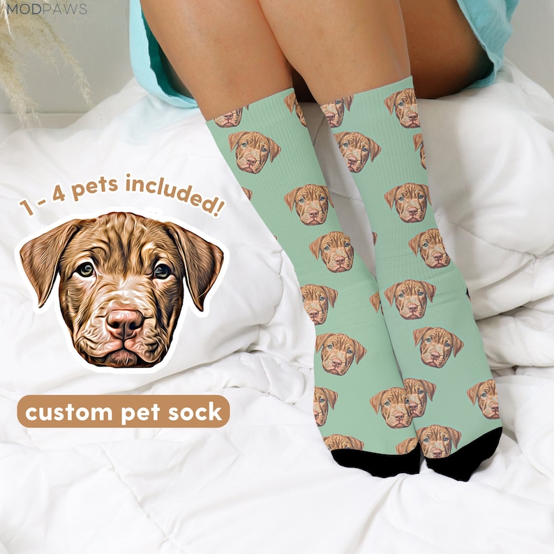 Calcetines personalizados con fotos de mascotas Calcetines personalizados para mascotas Calcetines personalizados para perros Calcetines personalizados para gatos Regalos del Día del Padre Regalo de papá gato Regalos de papá para perros Calcetines con cara de perro imagen 1