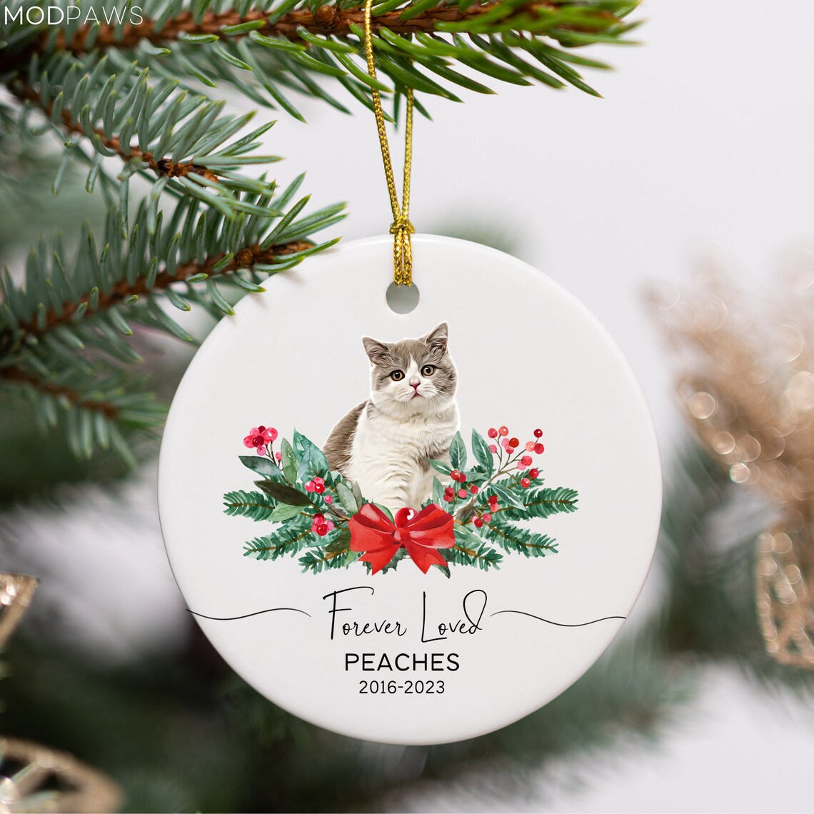 Personalized Pet Memorial Watercolor Ornament Using Pet's Photo + Name ...