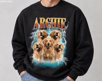 Custom Vintage Dog Sweater Photo Portrait Personalized Comfort Colors Pullover Sweatshirt Cat Mom Gift