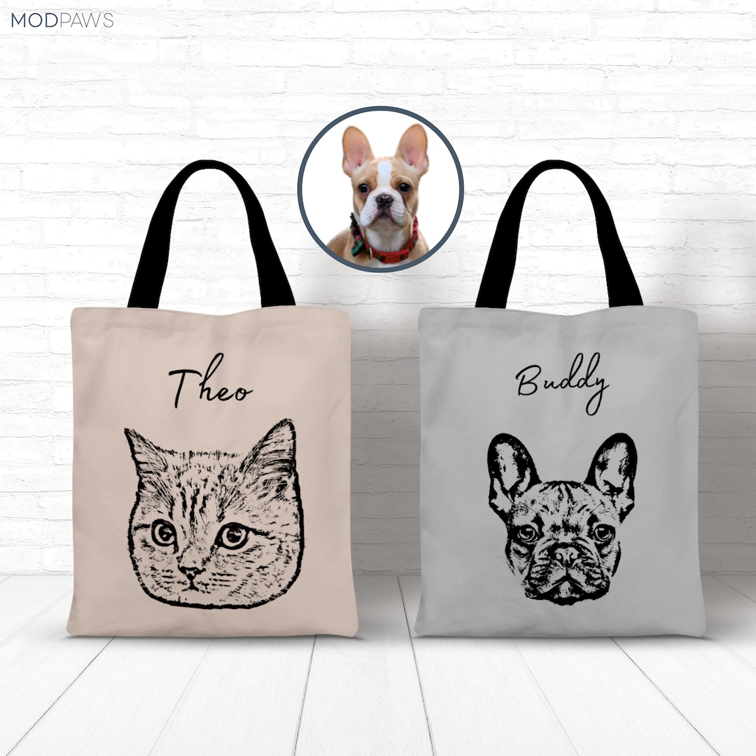 Custom Pet Bag Using Pet Photo Name Custom Dog Tote Bag Personalized
