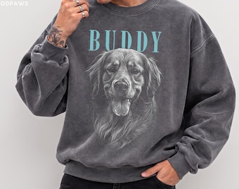 Custom Comfort Colors® Pet Line Art Sweater Personalized Dog or Cat Sketch Vintage Sweatshirt