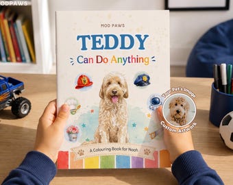 Custom Dog Career Coloring Book From Pet Photo | Personalized Activity Picture Book Gift For Kids