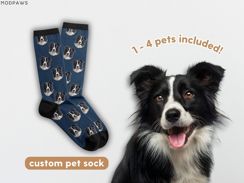 Calcetines personalizados con fotos de mascotas Calcetines personalizados para mascotas Calcetines personalizados para perros Calcetines personalizados para gatos Regalos del Día del Padre Regalo de papá gato Regalos de papá para perros Calcetines con cara de perro imagen 1