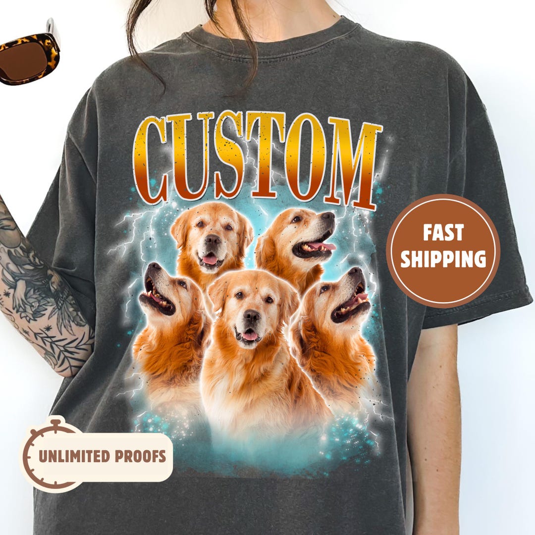 Custom Comfort Colors Vintage Bootleg Pet Shirt Pet Photo Name