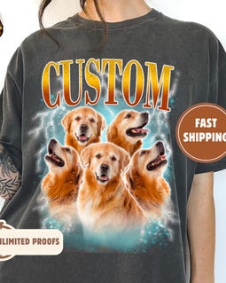 Custom Comfort Colors® Vintage Bootleg Pet Shirt Pet Photo + Name Custom Dog Portrait Personalized Shirt Custom T Shirts Cat Shirt 90's Tee By ModPawsUS Made by ModPawsUS Shop owned by Mod Paws 5 years on Etsy