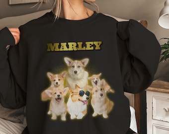 Benutzerdefinierter Vintager Haustier-Pullover mit Haustierfoto Benutzerdefinierter Hundeporträt-Pullover Personalisierter Hunde-Pullover Hunde-Sweatshirt Hund Mama Geschenk Benutzerdefiniertes Katzen-T-Shirt