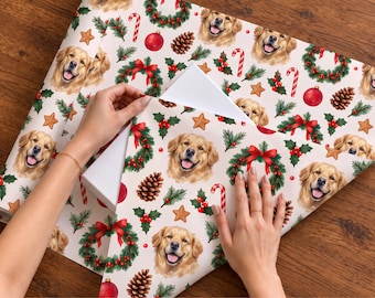 Individuell gestaltetes Weihnachtsgeschenkpapier mit Hundefoto, Katzenfoto oder Haustierfoto