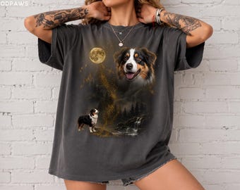Custom Dog Photo Comfort Colors Shirt Personalized Pet Moon Bootleg Tee Dog Dad Gift