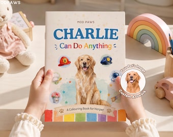 Custom Dog Coloring Book From Pet Photo | Personalized Kids Activity Book Cat Gift | Fun Career Themes