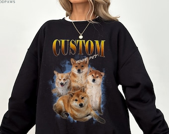 Custom Vintage Pet Sweater Using Pet Photo Custom Dog Portrait Sweater Personalized Dog Pullover Dog Sweatshirt Dog Mom Gift Custom Cat Tee