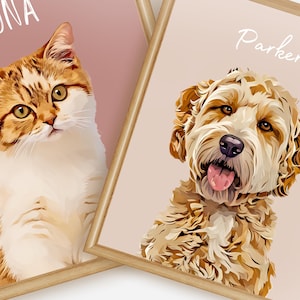 Custom Pet Portraits Using Pet Photo Personalized Digital Dog Portraits Cat Portraits Custom Dog Portraits Custom Pet Art Pet Drawing Poster
