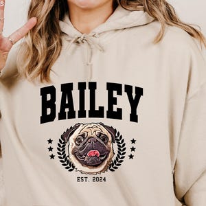 Custom Pet College Hoodie Using Pet Photo + Name Custom Dog Hoodie Personalized Cat Hoody Custom Dog Custom Pet Hooded Sweatshirt Sweater