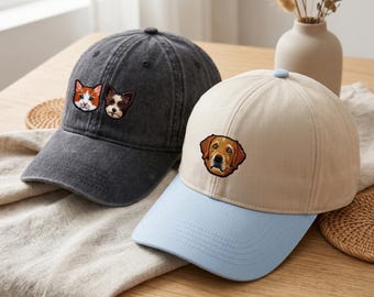 Custom Embroidered Pet Photo Dad Hat – Personalized Dog and Cat Baseball Cap