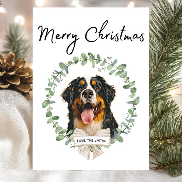 Biglietto di Natale personalizzato per animali domestici con ritratto di animale domestico Biglietto di Natale personalizzato per gatti Biglietti di Natale per boxer Biglietti di Natale divertenti per cani Bassotto